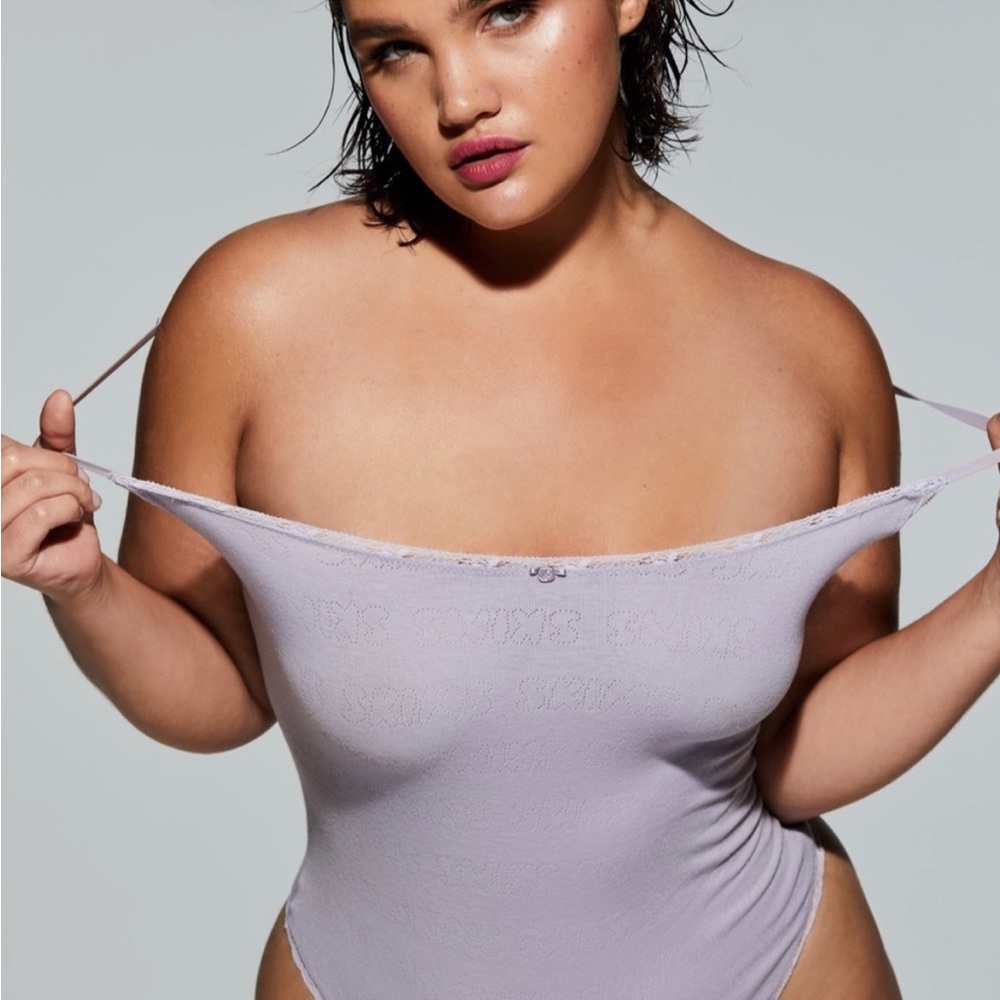 🪻SKIMS LACE POINTELLE CAMI BODYSUIT IN LAVENDER XL 4X